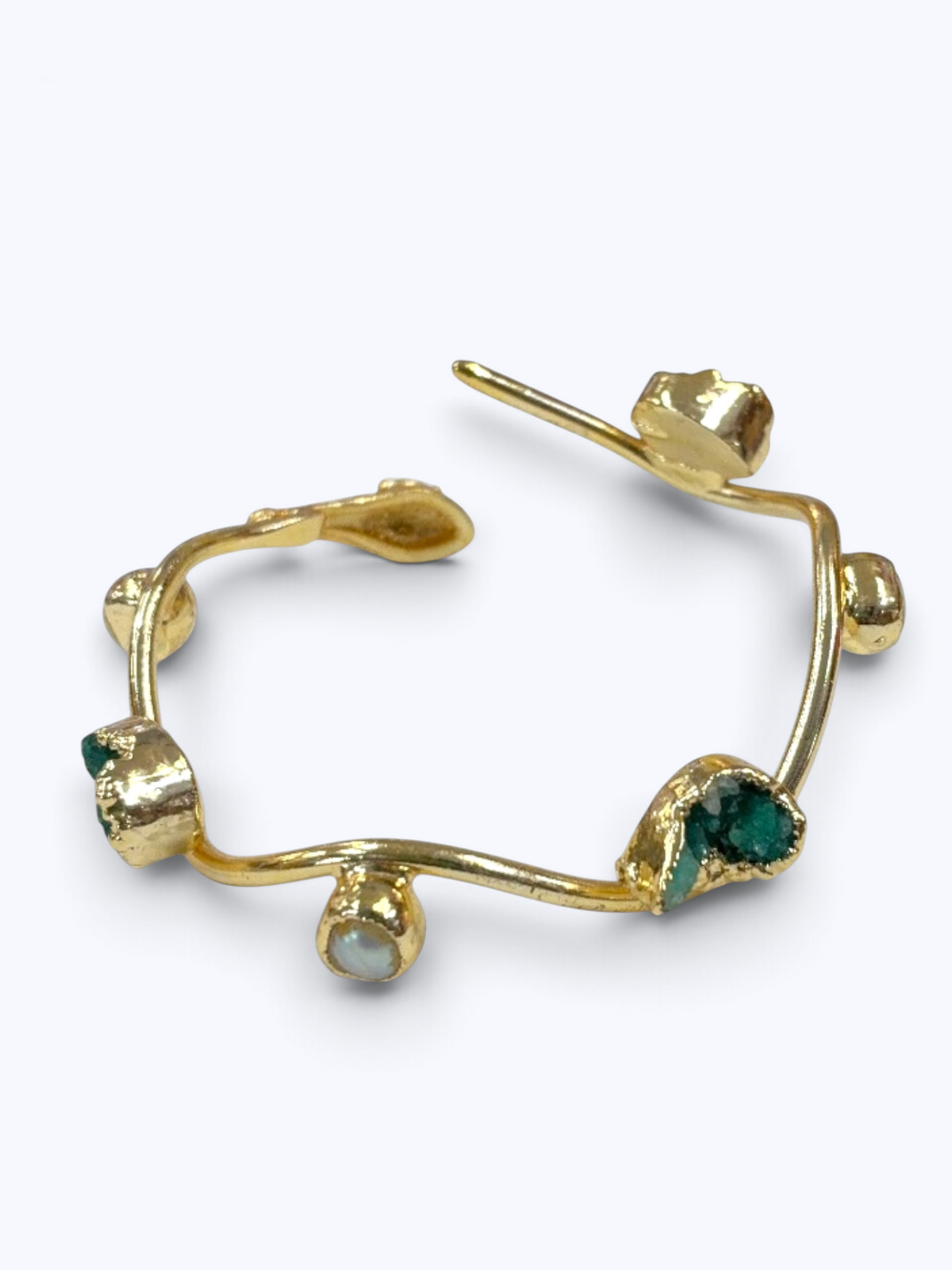 Emerald Natural Druzy Stone Bracelet – 14K Gold Plated