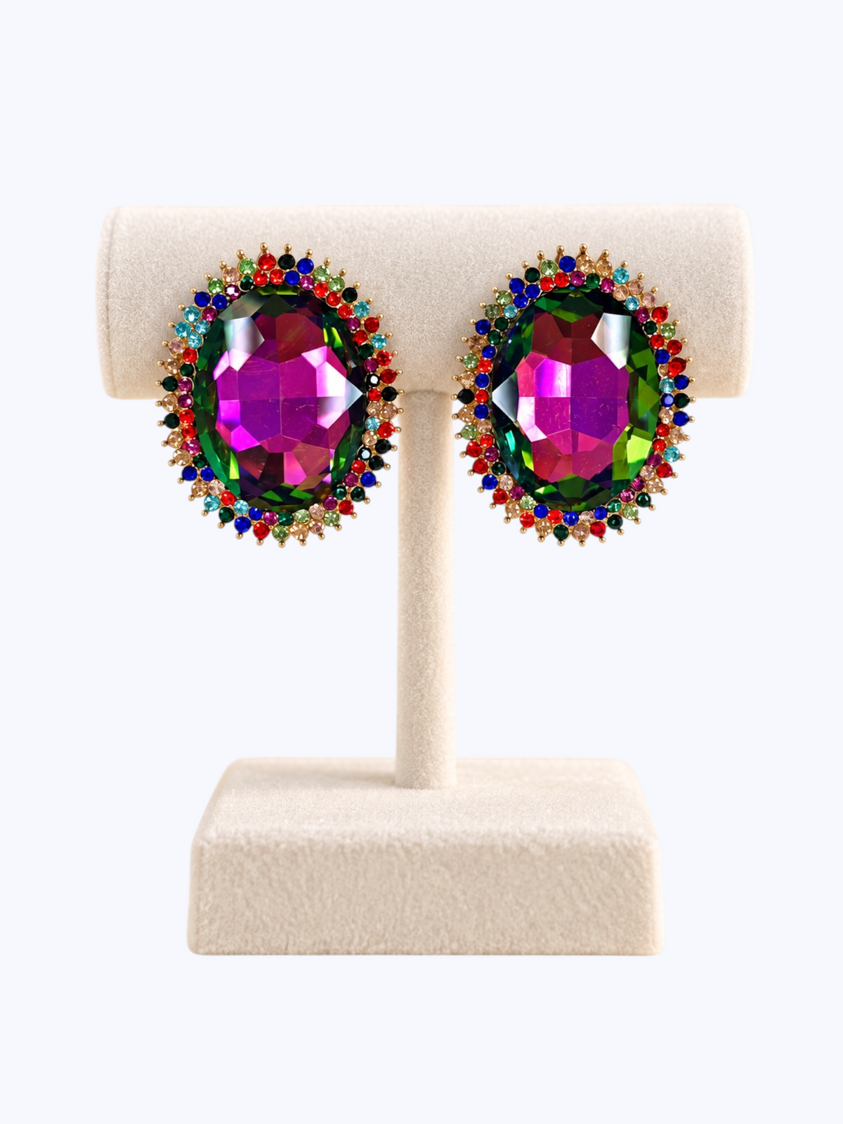 Oval Gemstone Halo Earrings | E2624