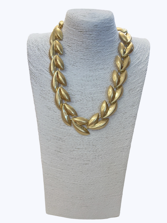 Textured Leaf Link Necklace | N5398
