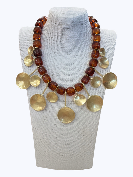 Beaded Disc Statement Necklace | N5411
