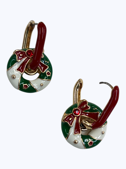 Christmas Wreath Dangle Earrings | E1677