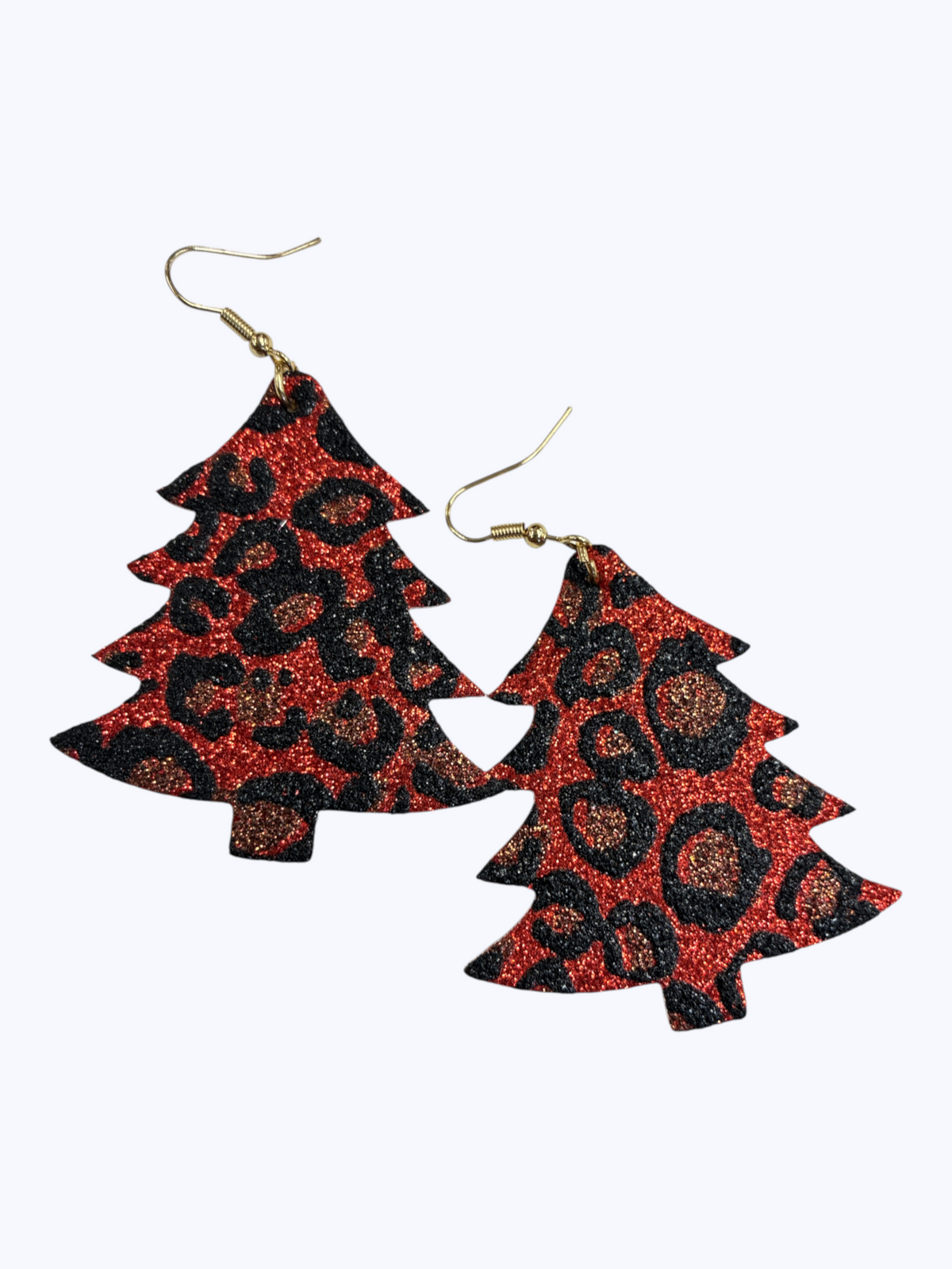 Leopard Print Christmas Tree Earrings | E1658