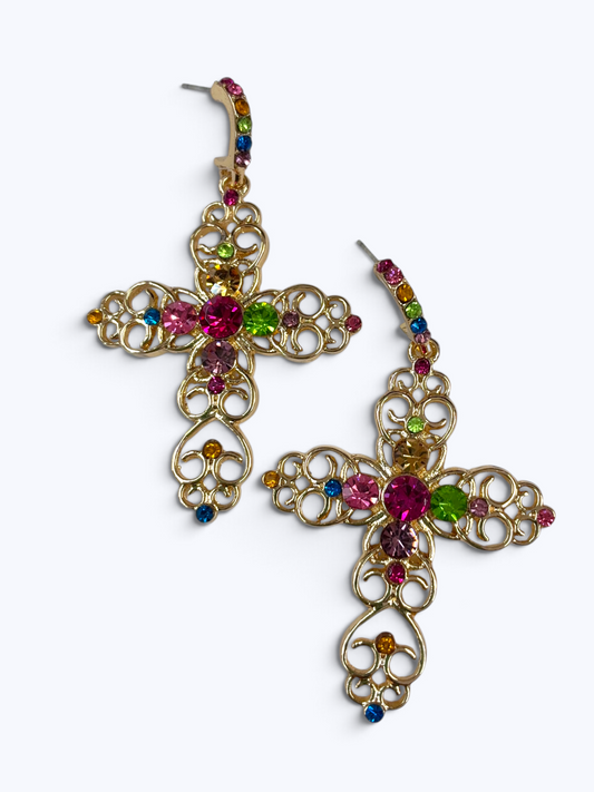 Ornate Cross Dangle Earrings | E0048
