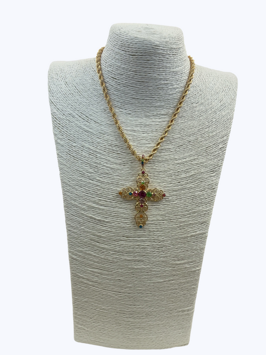 Multi Color Cross Necklace -N3012