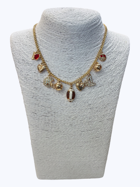 N0545 YN3752 Football Charms Dangling Necklace