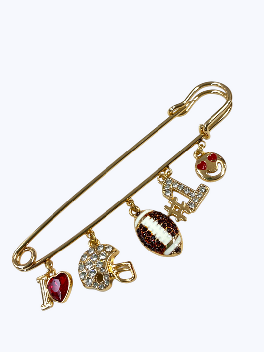 BR0188 YM2181 Football Charms Safety Pin Brooch