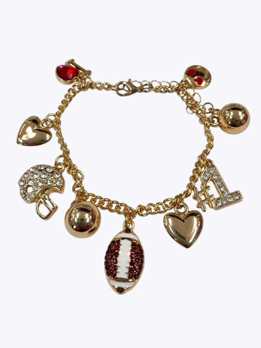 B0189 YB2280 Football Charms Bracelet