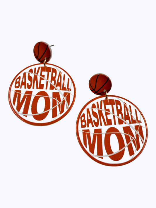 E1079 AE6335 Acrylic Basketball MOM Design Drop dangle Earrings