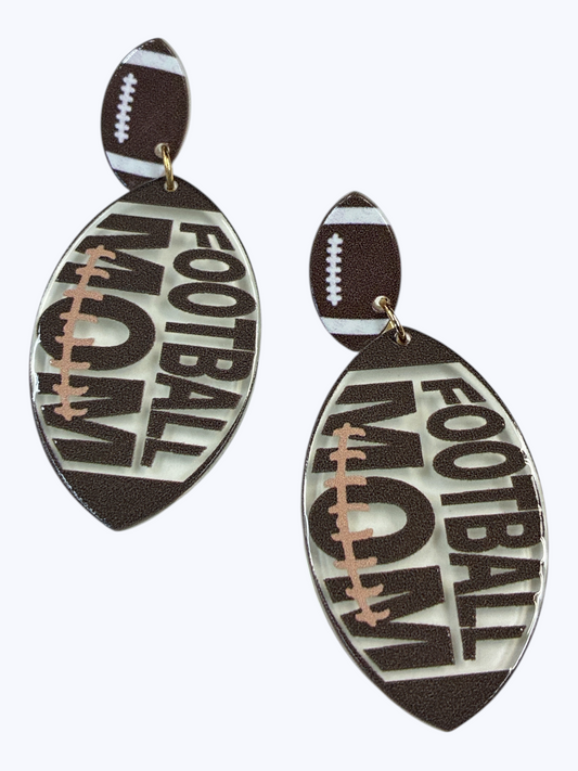 E1078 AE6331 Acrylic Football MOM Design Drop dangle Earrings