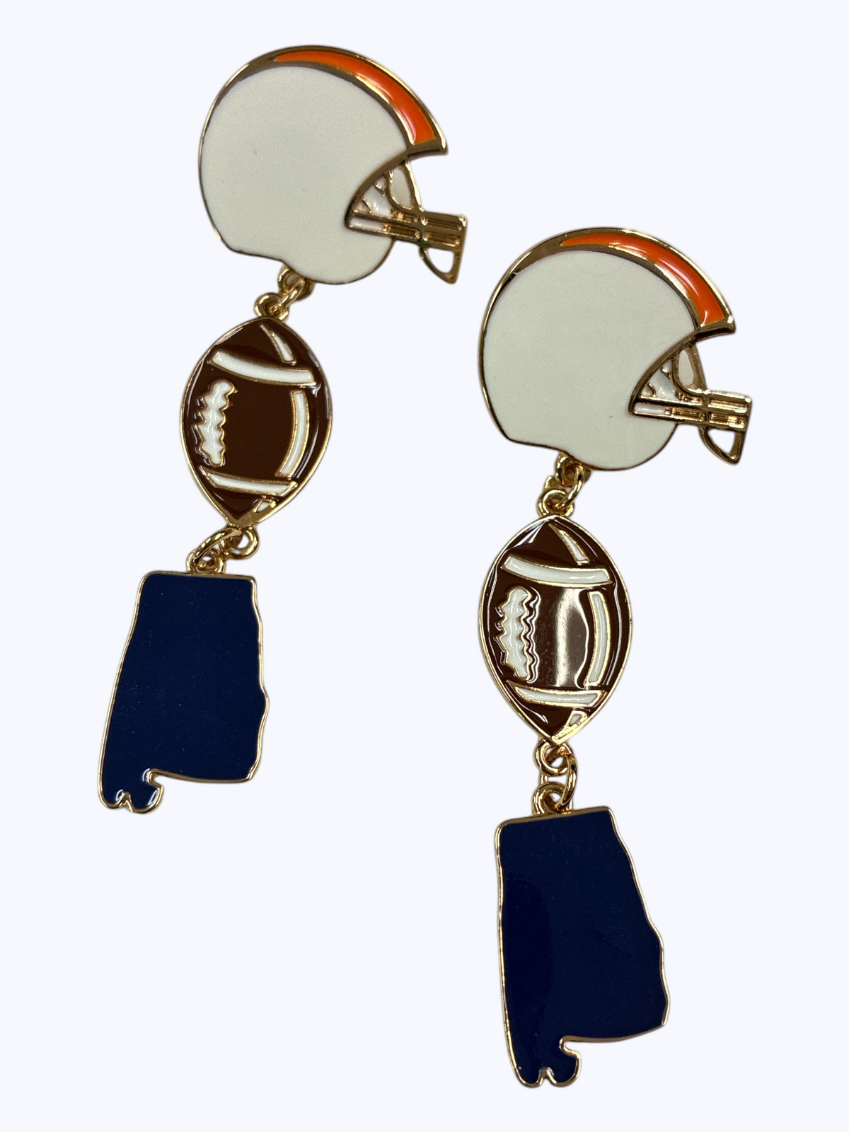 White & Orange Football Helmet Earrings