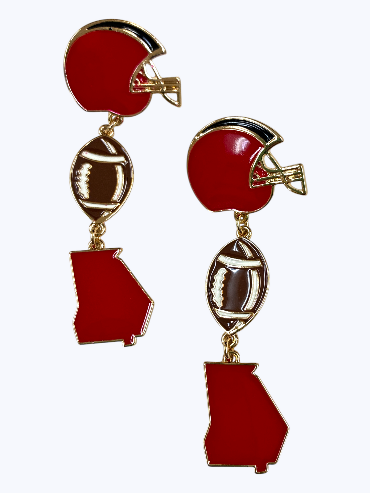 Red & Black Football Helmet Earrings