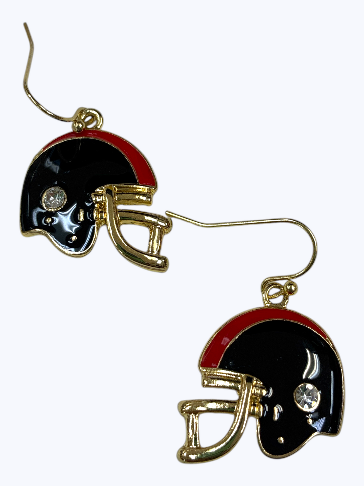 Red & Black Football Helmet Earrings