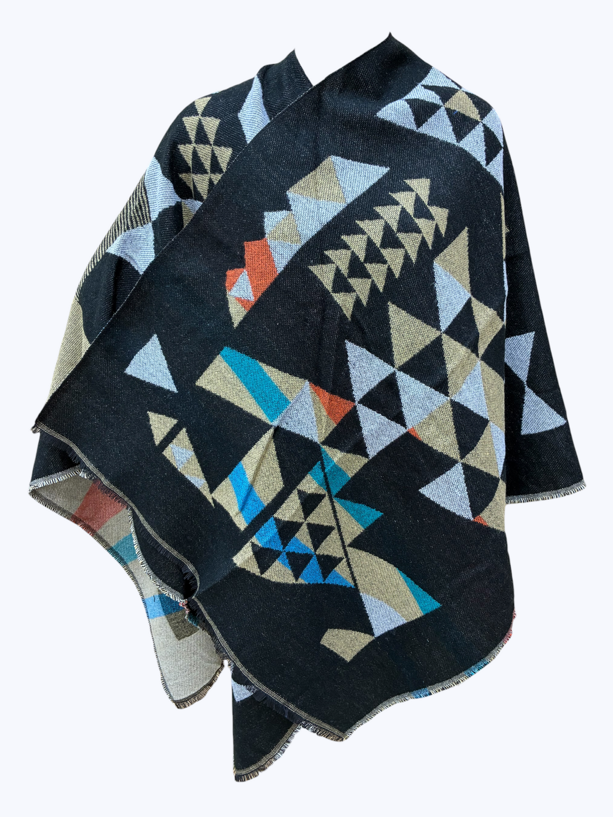 Abstract Triangle Print Poncho | PC127