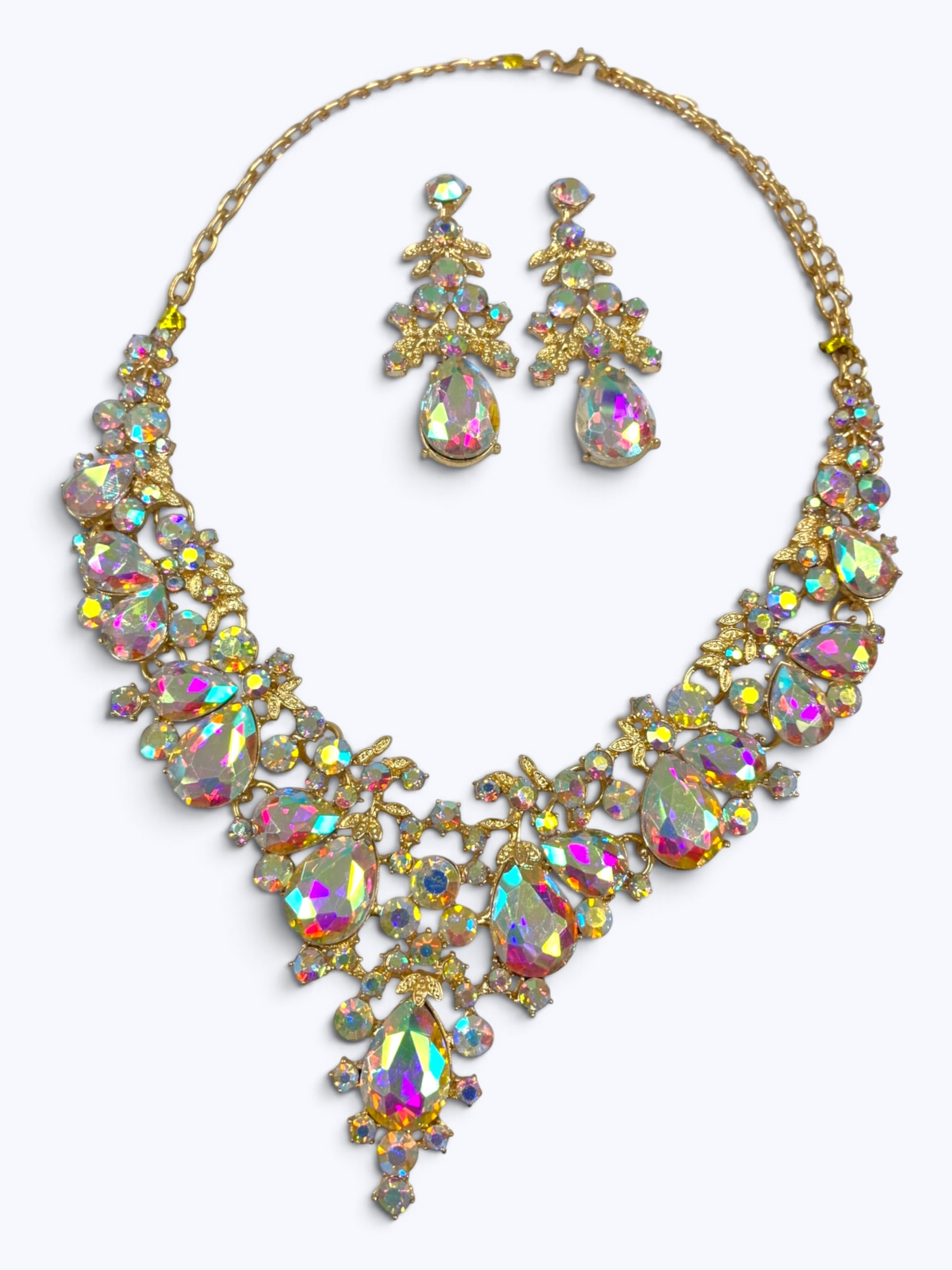 Prism Crystal Statement Necklace & Earrings Set | N5001