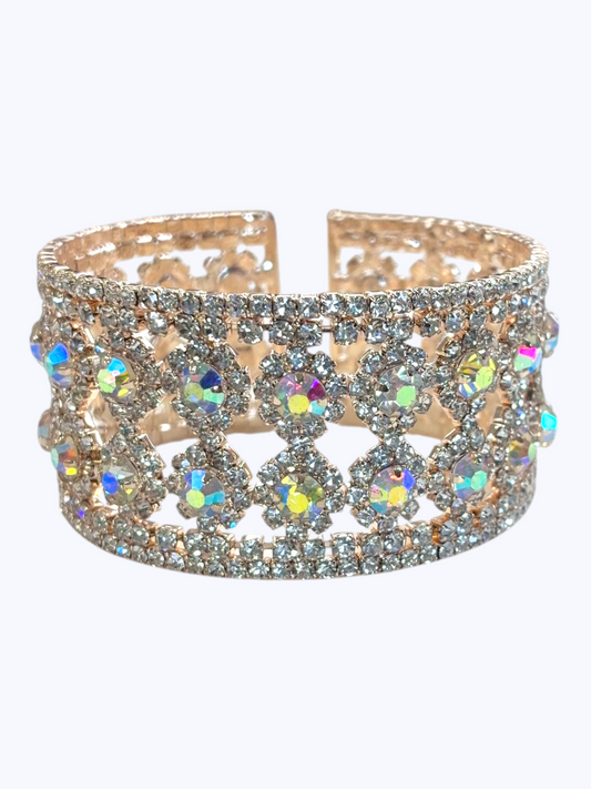 Elegant Floral Crystal Bangle Bracelet | B0606