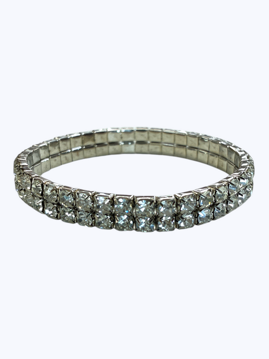 Double-Row Crystal Stretch Bracelet B0611