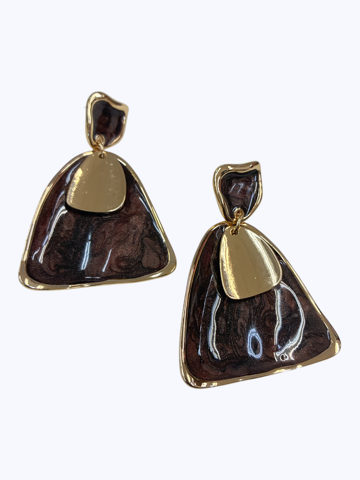 Textured Inlay Triangle Earrings | E2676