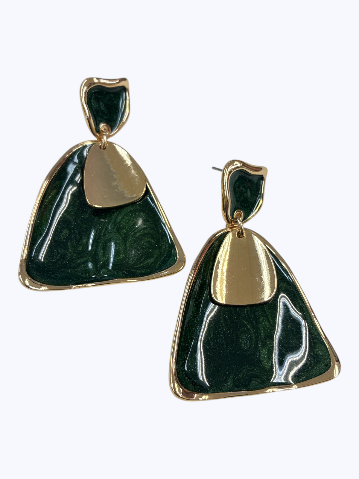 Textured Inlay Triangle Earrings | E2676