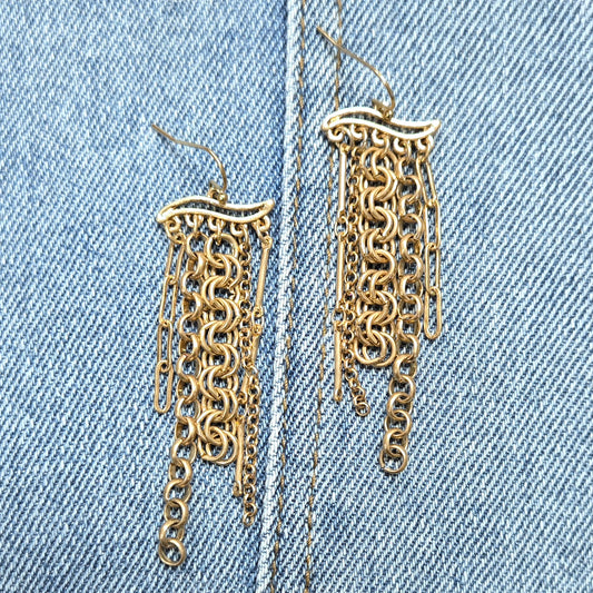 E1017 QE1691 Chain Tassel Drop Dangle Hook Earrings