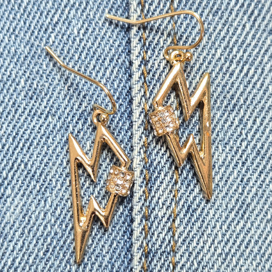 E1092 QE1715 Lightning Bolt Design Drop Dangle Hook Earrings