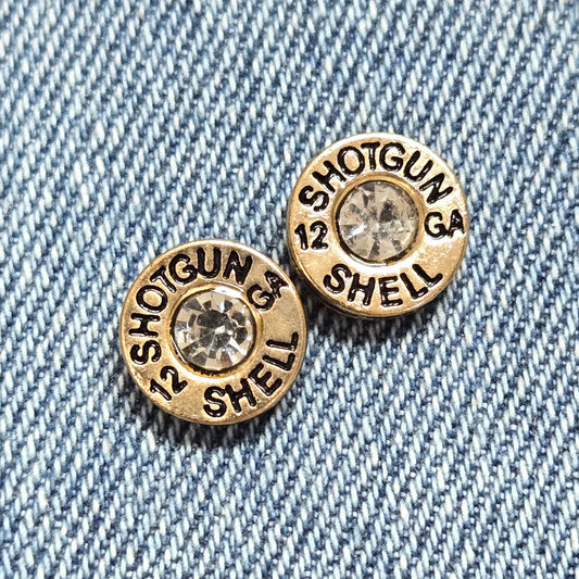 E1268 QE3081 Bullet Engraved Stud Earrings
