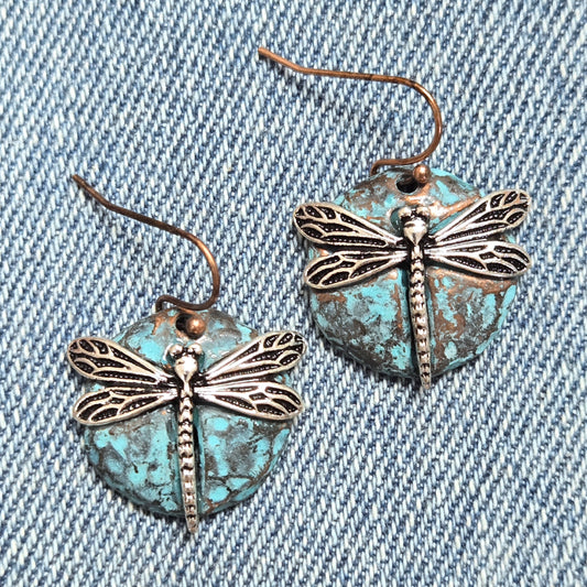 E1266 QE3406 Dragonfly Drop Dangle Earrings