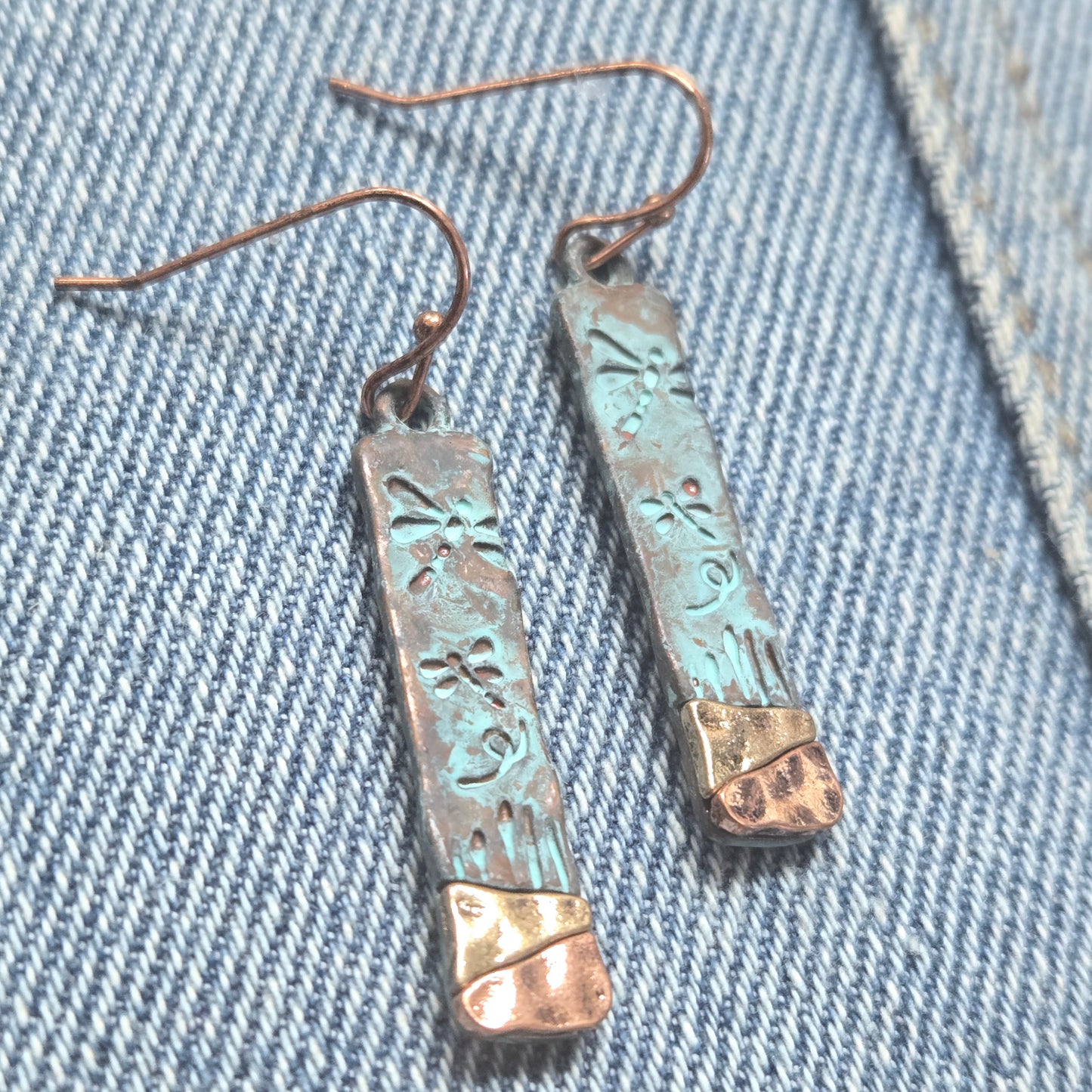 E1217 QE4801 Dragonfly Rectangle Drop Dangle Earrings