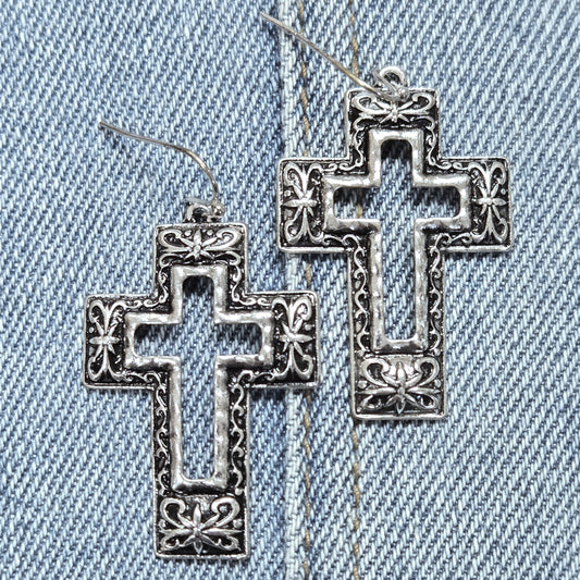 E1199 QE6526 Cross Shape Drop Dangle Hook earrings