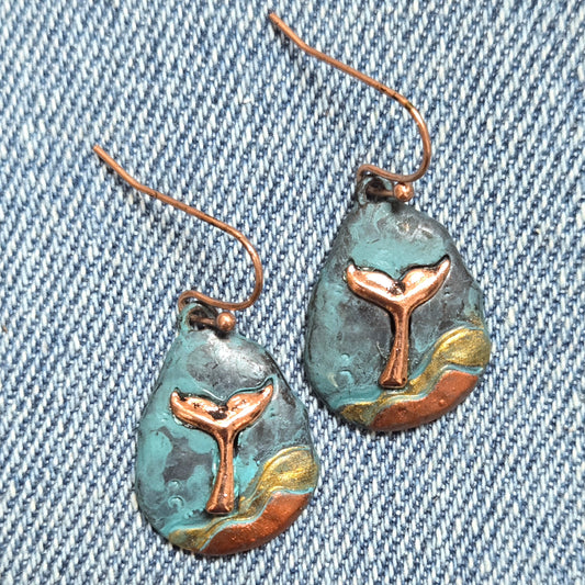 E1190 QE6711 Whale Tail Design Drop Dangle Earrings