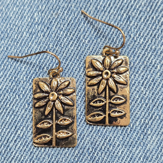 E1227 QE6757 Sunflower Drop Dangle Earrings
