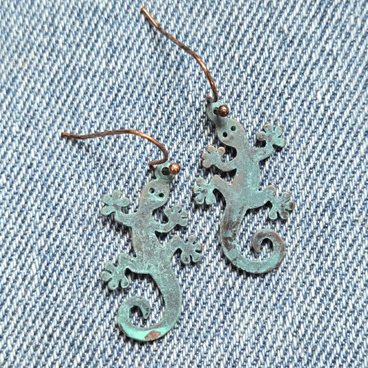 E1224 QE7704 Lizard Gecko Design Drop Dangle Earrings
