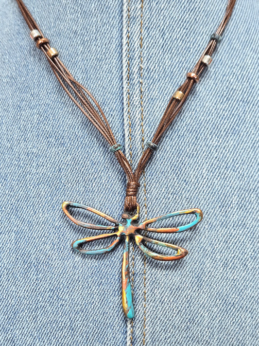 N0494 QNE14774 Animal Dragonfly Shape Pendant Necklace