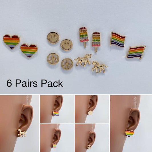 E0121 | Rainbow Icon Stud Earrings | ME4945