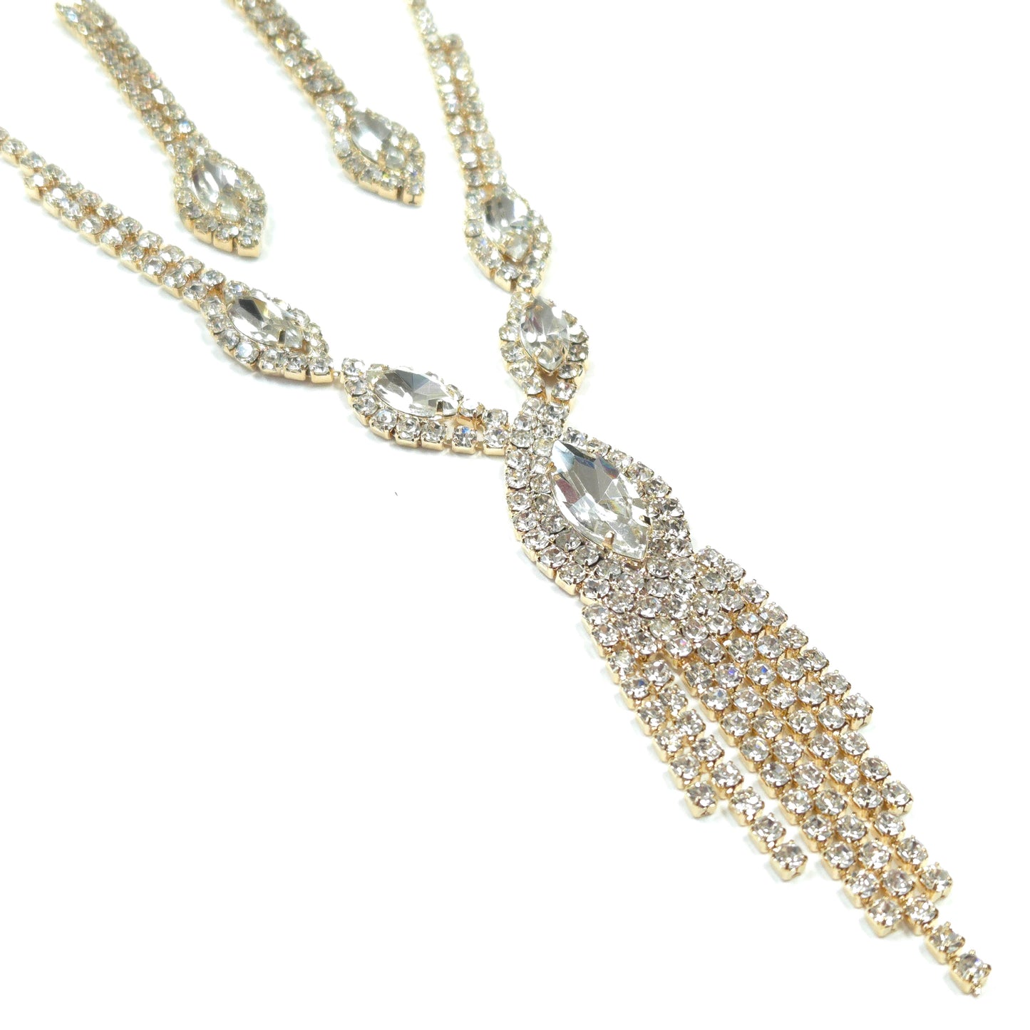 Decorative gold and crystal headband on a white background