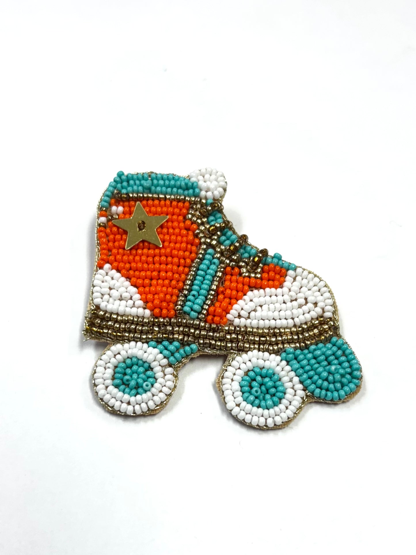 Beaded roller skate ornament on a white background