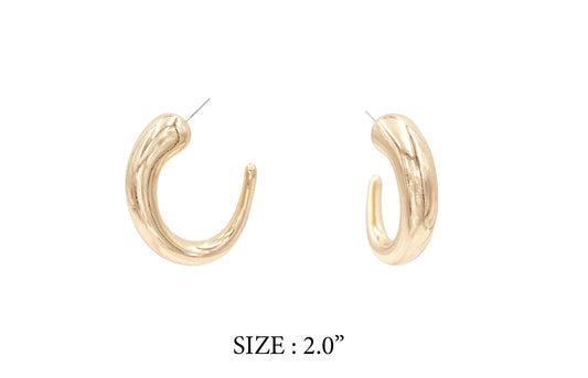 Gold hoop earrings on a white background with size label '2.0”'.