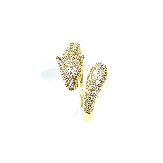 Gold hoop earrings with clear gemstones on a white background