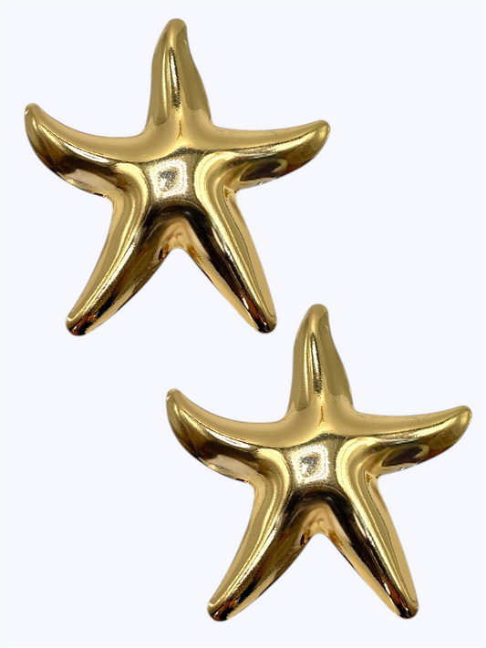 Starfish statement earrings with polished sculptural seaside-inspired design for coastal chic boutique fashion accessories collection