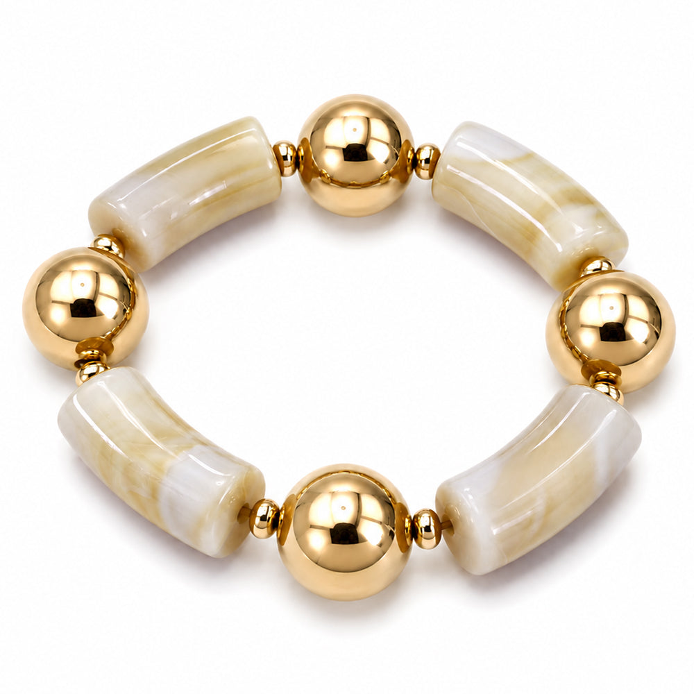 Acrylic Barrel Bead Stretch Bracelet - B0560