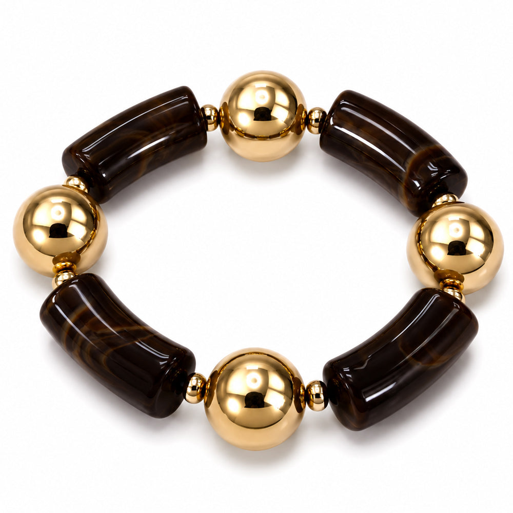 Acrylic Barrel Bead Stretch Bracelet - B0560