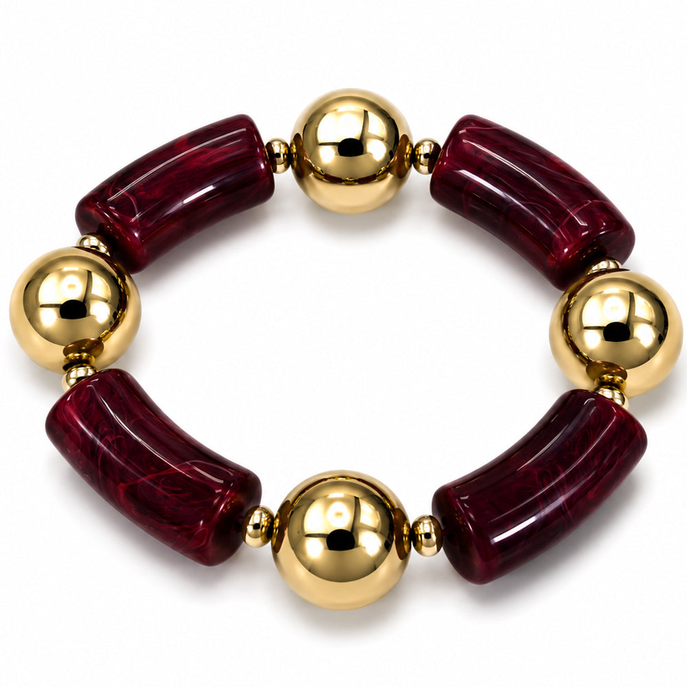 Acrylic Barrel Bead Stretch Bracelet - B0560
