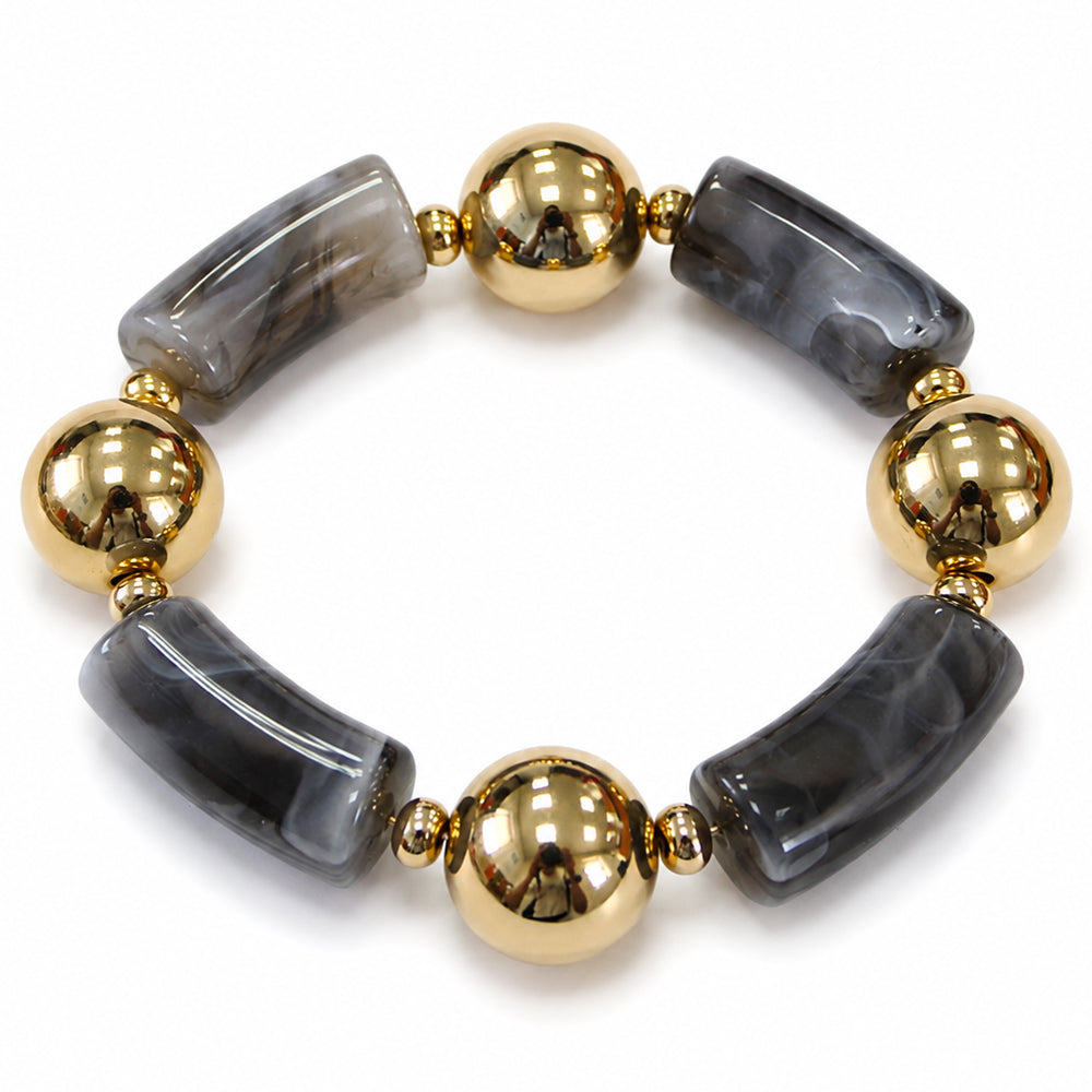 Acrylic Barrel Bead Stretch Bracelet - B0560