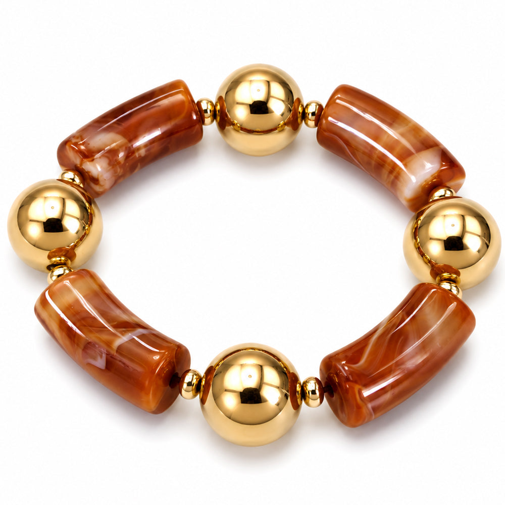 Acrylic Barrel Bead Stretch Bracelet - B0560