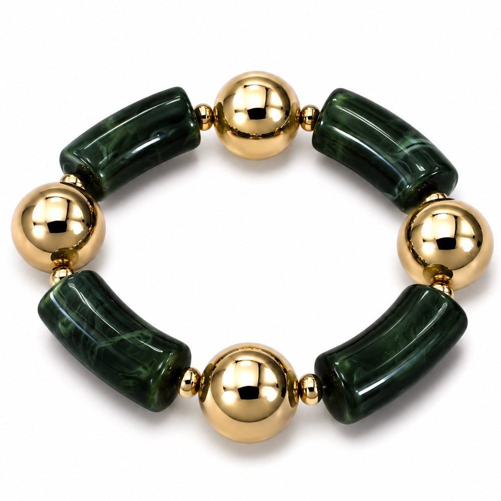 Acrylic Barrel Bead Stretch Bracelet - B0560