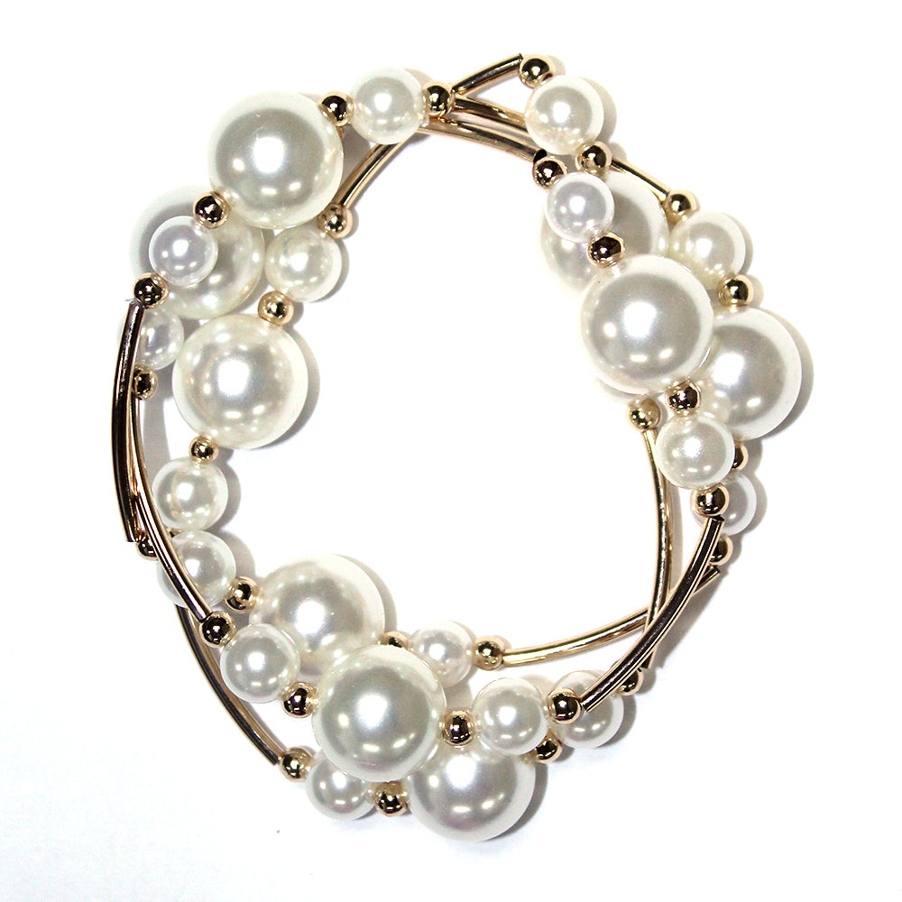 B0419 | Layered Pearl Bead Bracelet | TB9536