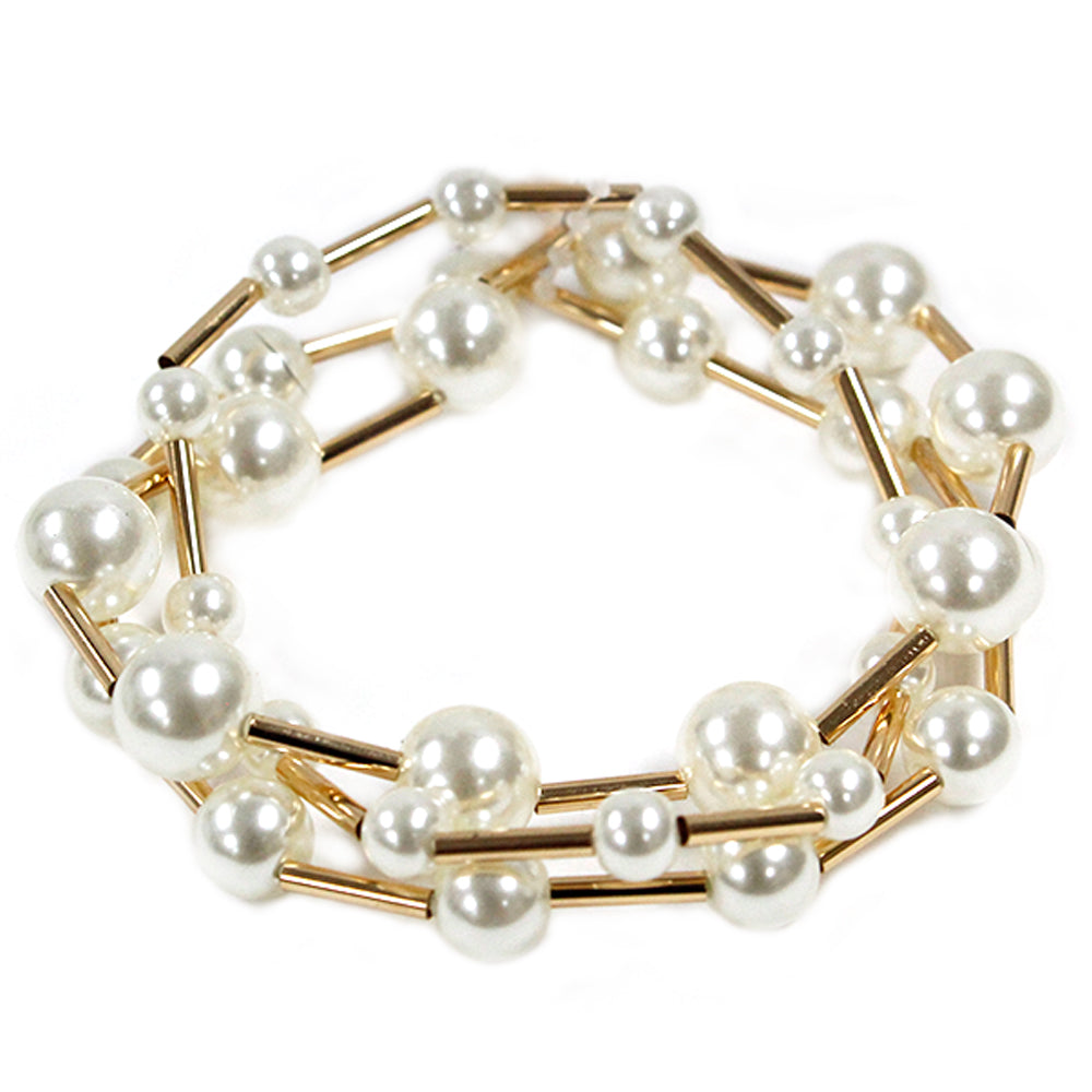 B0421 | Pearl Bead Stretch Bracelet Set | TB9722