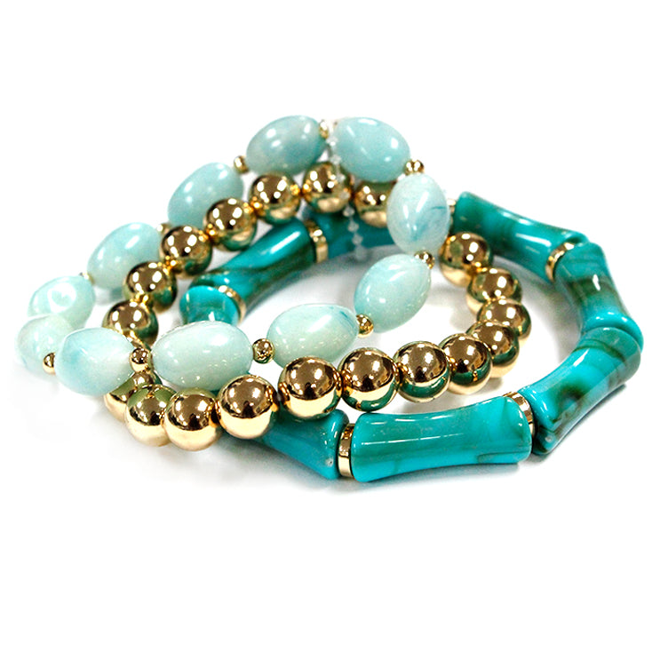 B0424 | Mixed Bead Stretch Bracelet Set | TB9819