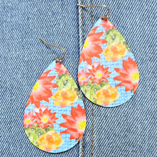 E1201 TE1131 Flowers Teardrop Drop Dangle Earrings