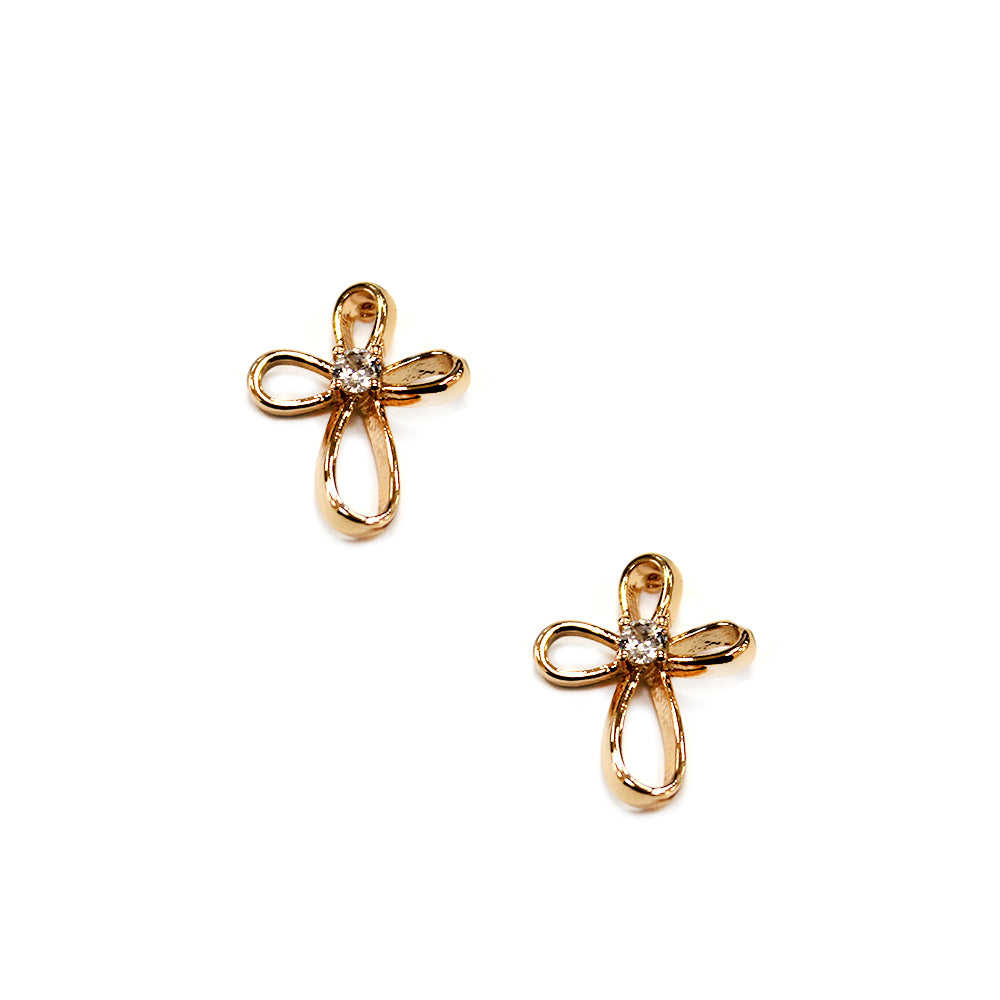 E2285 | Open Frame Cross Small Stud Earrings | TE12085
