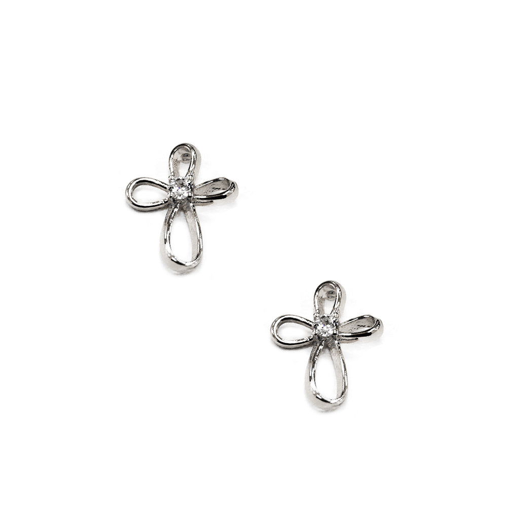E2285 | Open Frame Cross Small Stud Earrings | TE12085